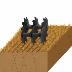 Sous soleuse double rouleau à disques crénelés croquis agricole