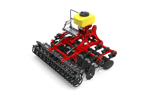 Plant cover seeder, shallow stubble cultivator with large diameter independent discs